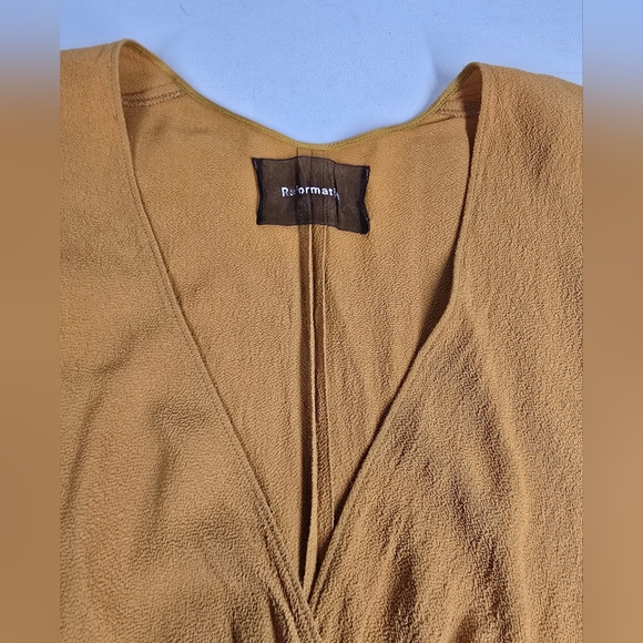 Reformation Westport Dress Sz 2 Mustard High Low Mini Front Midi Back Keyhole - Picture 5 of 13